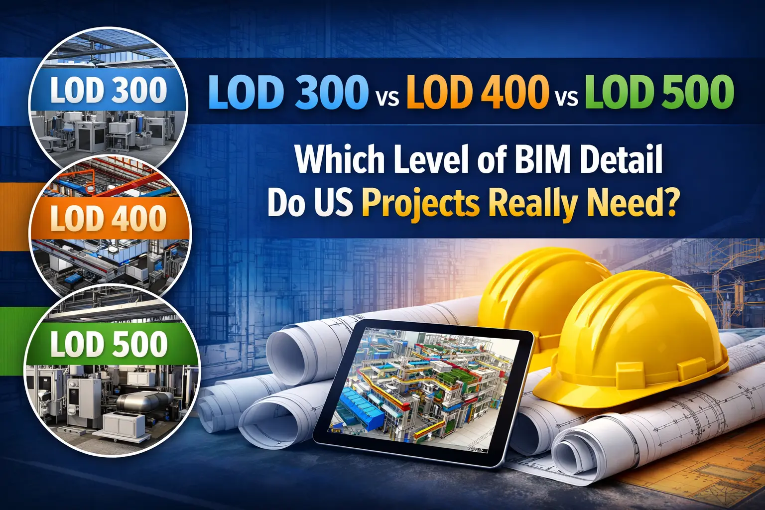 LOD 300 vs LOD 400 vs LOD 500 in BIM | US Construction Guide